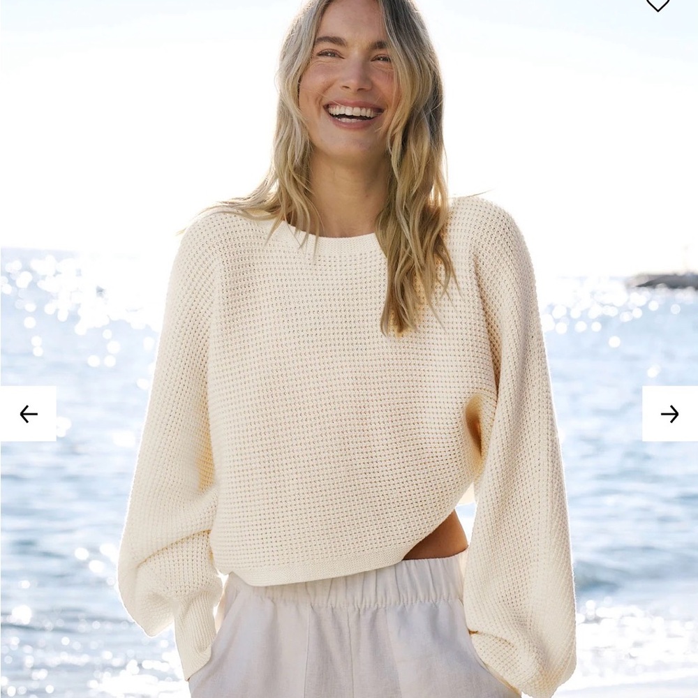 Women's Cream Waffle Knit Sweater